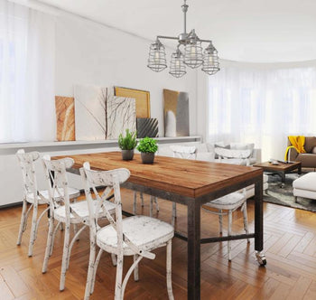 Nolan Four-Light Indoor Chandelier/Semi-Flush Mount Ceiling Fixture, Brushed Nickel Finish