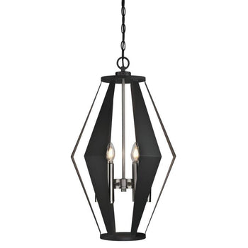 Coltin Six-Light Indoor Chandelier, Matte Black Finish with Dark Pewter Accents
