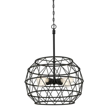 Sierra Four-Light Indoor Chandelier, Matte Black Finish