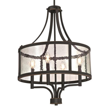 Belle View Four-Light Indoor Chandelier, Oil Rubbed Bronze Finish with Highlights