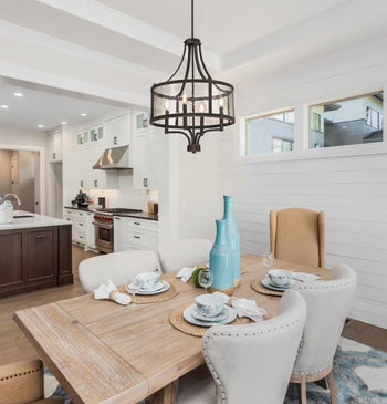 Belle View Four-Light Indoor Chandelier, Oil Rubbed Bronze Finish with Highlights