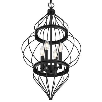 Salma Four-Light Indoor Chandelier, Matte Black Finish