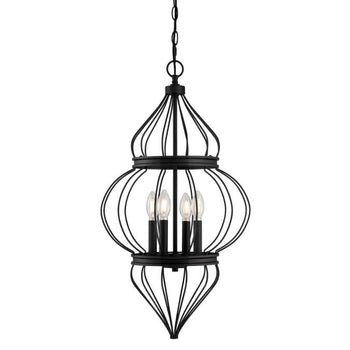 Salma Four-Light Indoor Chandelier, Matte Black Finish