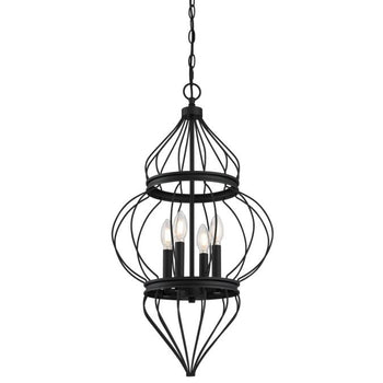 Salma Four-Light Indoor Chandelier, Matte Black Finish