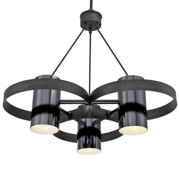 Exton Three-Light Indoor Chandelier, Distressed Aluminum and Gun Metal