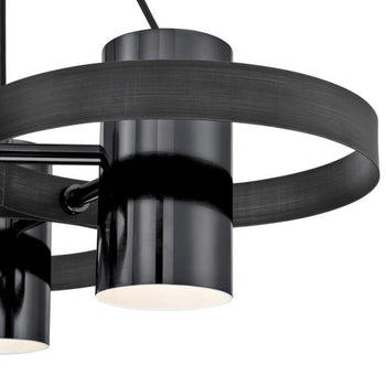 Exton Three-Light Indoor Chandelier, Distressed Aluminum and Gun Metal