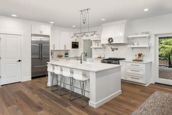 Iron Hill Three-Light Indoor Island Pulley Pendant, Brushed Nickel Finish