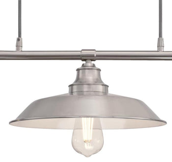 Iron Hill Three-Light Indoor Island Pulley Pendant, Brushed Nickel Finish