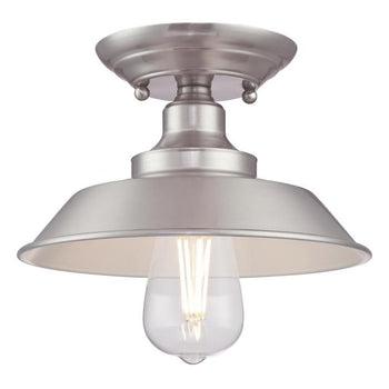 Iron Hill 9-Inch One-Light Indoor Semi-Flush Mount Ceiling Fixture, Brushed Nickel Finish