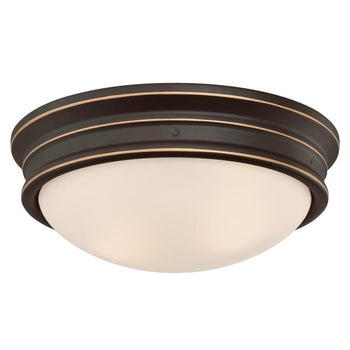 Meadowbrook 13-Inch Two-Light Indoor Flush Mount Ceiling Fixture, Oil Rubbed Bronze Finish with Highlights