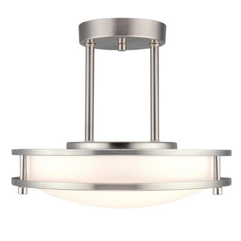 Lauderdale 11-7/8-Inch Dimmable LED Indoor Semi-Flush Mount Ceiling Fixture, Brushed Nickel Finish