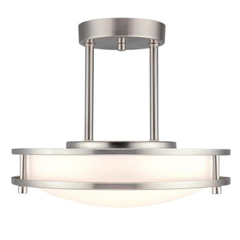 Lauderdale 11-7/8-Inch Dimmable LED Indoor Semi-Flush Mount Ceiling Fixture, Brushed Nickel Finish