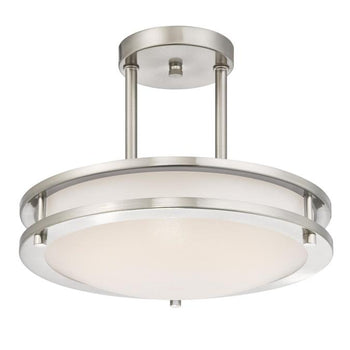 Lauderdale 11-7/8-Inch Dimmable LED Indoor Semi-Flush Mount Ceiling Fixture, Brushed Nickel Finish