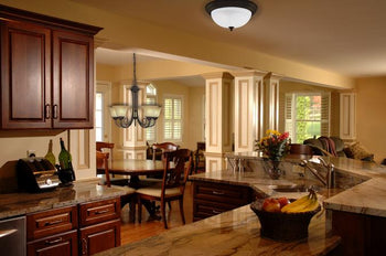 Three-Light Flush-Mount Interior Ceiling Fixture, Oil Rubbed Bronze Finish with Frosted White Alabaster Glass