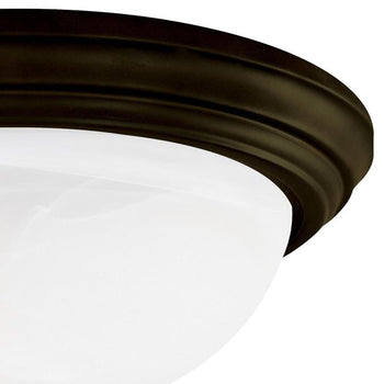 Three-Light Flush-Mount Interior Ceiling Fixture, Oil Rubbed Bronze Finish with Frosted White Alabaster Glass