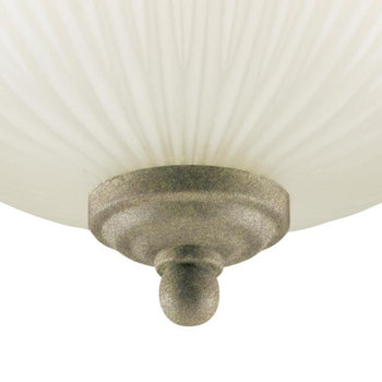 Two-Light Flush-Mount Interior Ceiling Fixture, Cobblestone Finish with Frosted Ribbed Glass