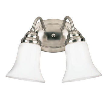 Two-Light Interior Wall Fixture, Brushed Nickel Finish with White Opal Glass