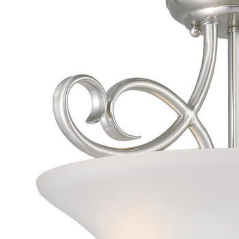 Dunmore 15-Inch Two-Light Indoor Semi-Flush Mount Ceiling Fixture, Brushed Nickel Finish