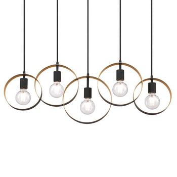 Olympus Five-Light Indoor Chandelier, Matte Black Finish with Textured Gold Accents