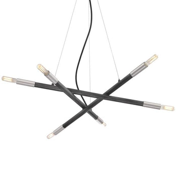 Felix Six-Light LED Indoor Chandelier, Distressed Aluminum Finish with Brushed Nickel Accents