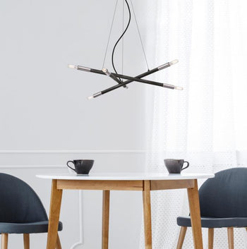 Felix Six-Light LED Indoor Chandelier, Distressed Aluminum Finish with Brushed Nickel Accents