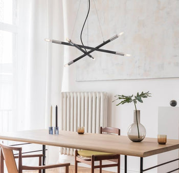 Felix Six-Light LED Indoor Chandelier, Distressed Aluminum Finish with Brushed Nickel Accents