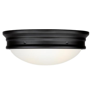 Meadowbrook 13-Inch Two-Light Outdoor Flush Mount Ceiling Fixture, Matte Black Finish