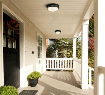 Meadowbrook 13-Inch Two-Light Outdoor Flush Mount Ceiling Fixture, Matte Black Finish