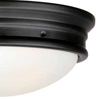 Meadowbrook 13-Inch Two-Light Outdoor Flush Mount Ceiling Fixture, Matte Black Finish