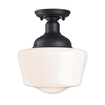 Scholar 9-Inch One-Light Outdoor Semi-Flush Mount Ceiling Fixture, Textured Black Finish