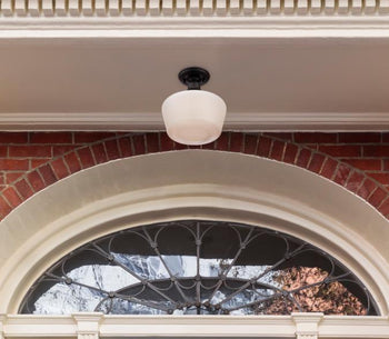 Scholar 9-Inch One-Light Outdoor Semi-Flush Mount Ceiling Fixture, Textured Black Finish