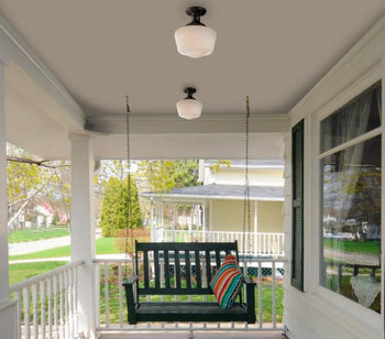 Scholar 9-Inch One-Light Outdoor Semi-Flush Mount Ceiling Fixture, Textured Black Finish