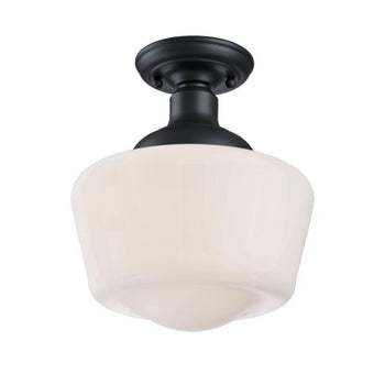 Scholar 9-Inch One-Light Outdoor Semi-Flush Mount Ceiling Fixture, Textured Black Finish