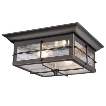 Orwell 11-Inch Two-Light Outdoor Flush Mount Ceiling Fixture, Oil Rubbed Bronze Finish