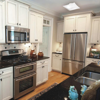 Two-Light Semi-Flush-Mount Interior Ceiling Fixture, White Finish with White Glass