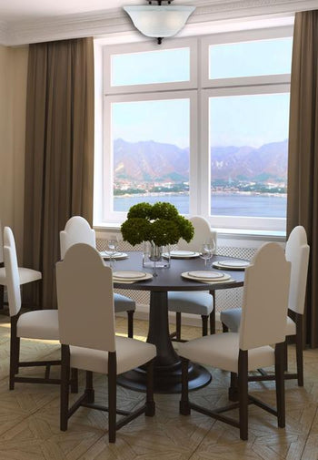 Wensley Two-Light Interior Semi-Flush Ceiling Fixture, Oil Rubbed Bronze Finish with White Alabaster Glass