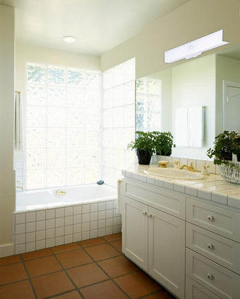 Two-Light Interior Wall Fixture with Ground Convenience Outlet, White Finish Base with White Ceramic Glass