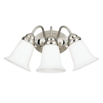 Three-Light Interior Wall Fixture, Brushed Nickel Finish with White Opal Glass