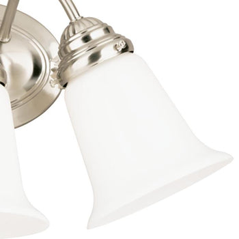 Three-Light Interior Wall Fixture, Brushed Nickel Finish with White Opal Glass