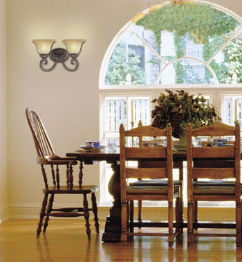 Two-Light Interior Wall Fixture, Ebony Bronze Finish with Aged Alabaster Glass