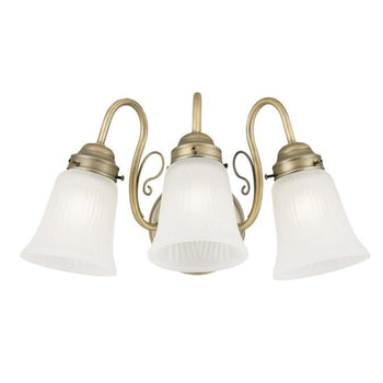 Three-Light Interior Wall Fixture, Oyster Bronze Finish with Frosted Ribbed Design Glass
