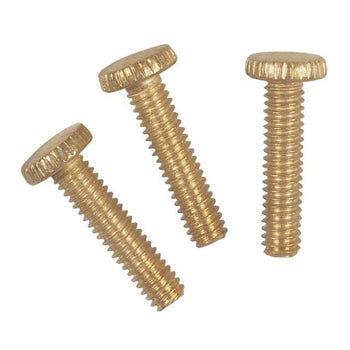 3 Knurled Head Steel Screws, Brass-Plated, 3/4-Inch Long