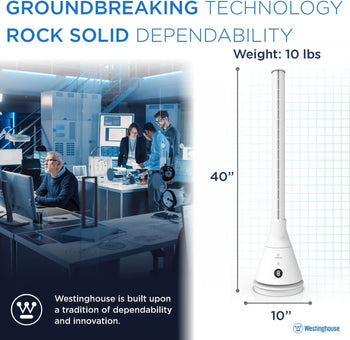 40” 2-in-1 Digital Bladeless Fan with Heater White