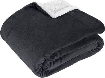Plush Sherpa Fleece Throw Blanket Grey