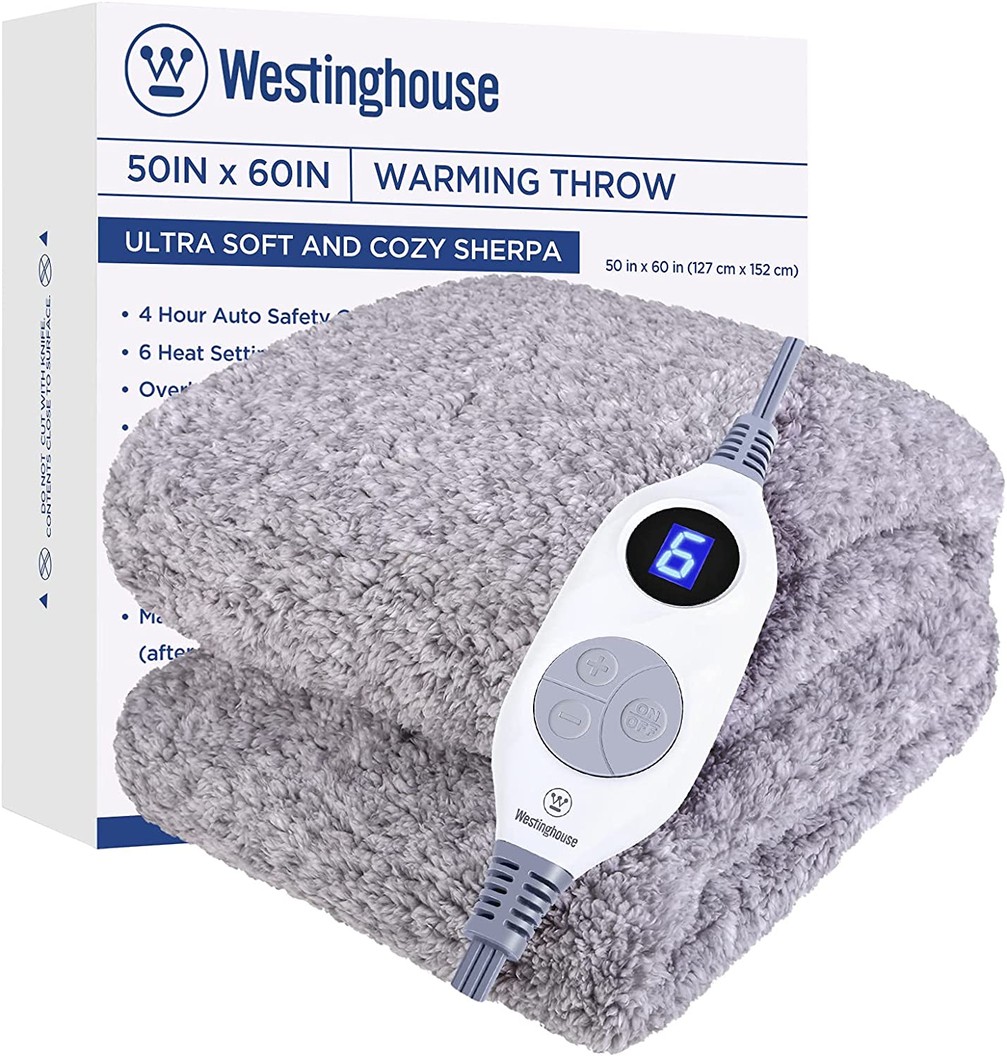 Electric Heated Throw Sherpa Grey