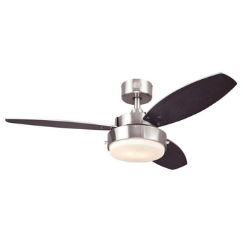 Alloy 42-Inch Three-Blade Indoor Ceiling Fan, Brushed Nickel Finish with LED Light Fixture