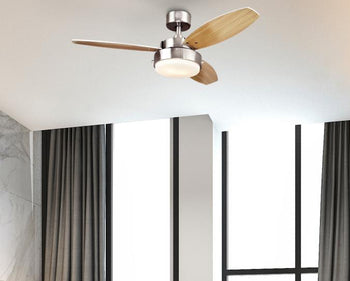 Alloy 42-Inch Three-Blade Indoor Ceiling Fan, Brushed Nickel Finish with LED Light Fixture