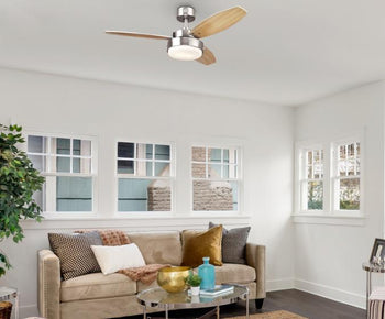 Alloy 42-Inch Three-Blade Indoor Ceiling Fan, Brushed Nickel Finish with LED Light Fixture