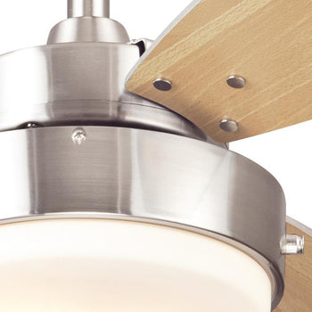 Alloy 42-Inch Three-Blade Indoor Ceiling Fan, Brushed Nickel Finish with LED Light Fixture