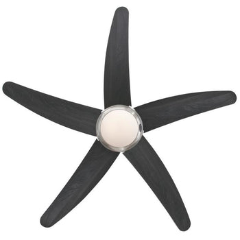 Bendan 52-Inch Five-Blade Indoor Ceiling Fan, Satin Chrome Finish with Dimmable LED Light Fixture, Remote Control Included
